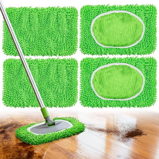 4PCS RAINFLOW Microfiber Mop for Sweeper - Reusable Mop Pads Refill Sweeping Mopping Pad Dust Mops for Hardwood Floors Cleaning(Mop is Not Included)
