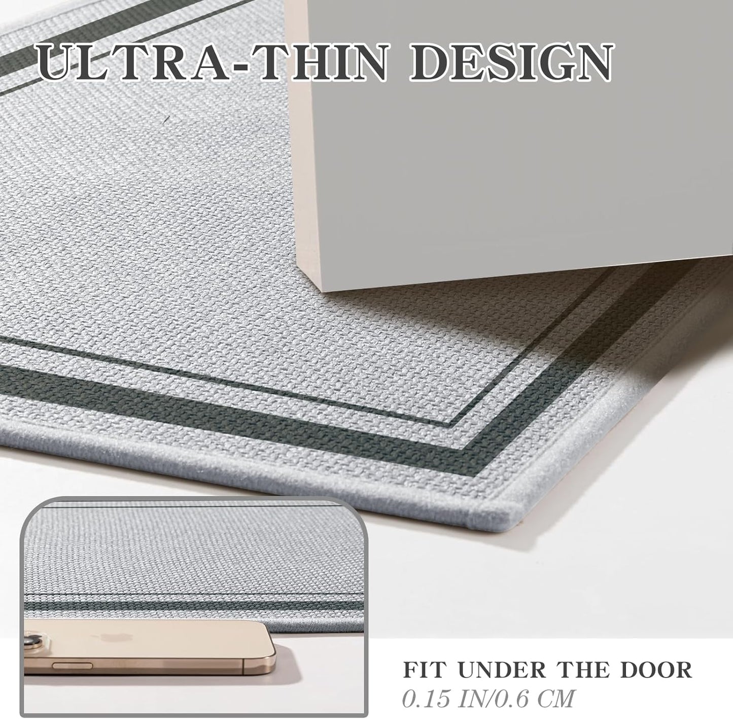 chakme Bathroom Rugs Mat 36x24, Ultra Thin Non Slip Bath Mat Large Quick Dry Absorbent Bath Mat for Bathroom Floor, (Light Grey, 36"x24")