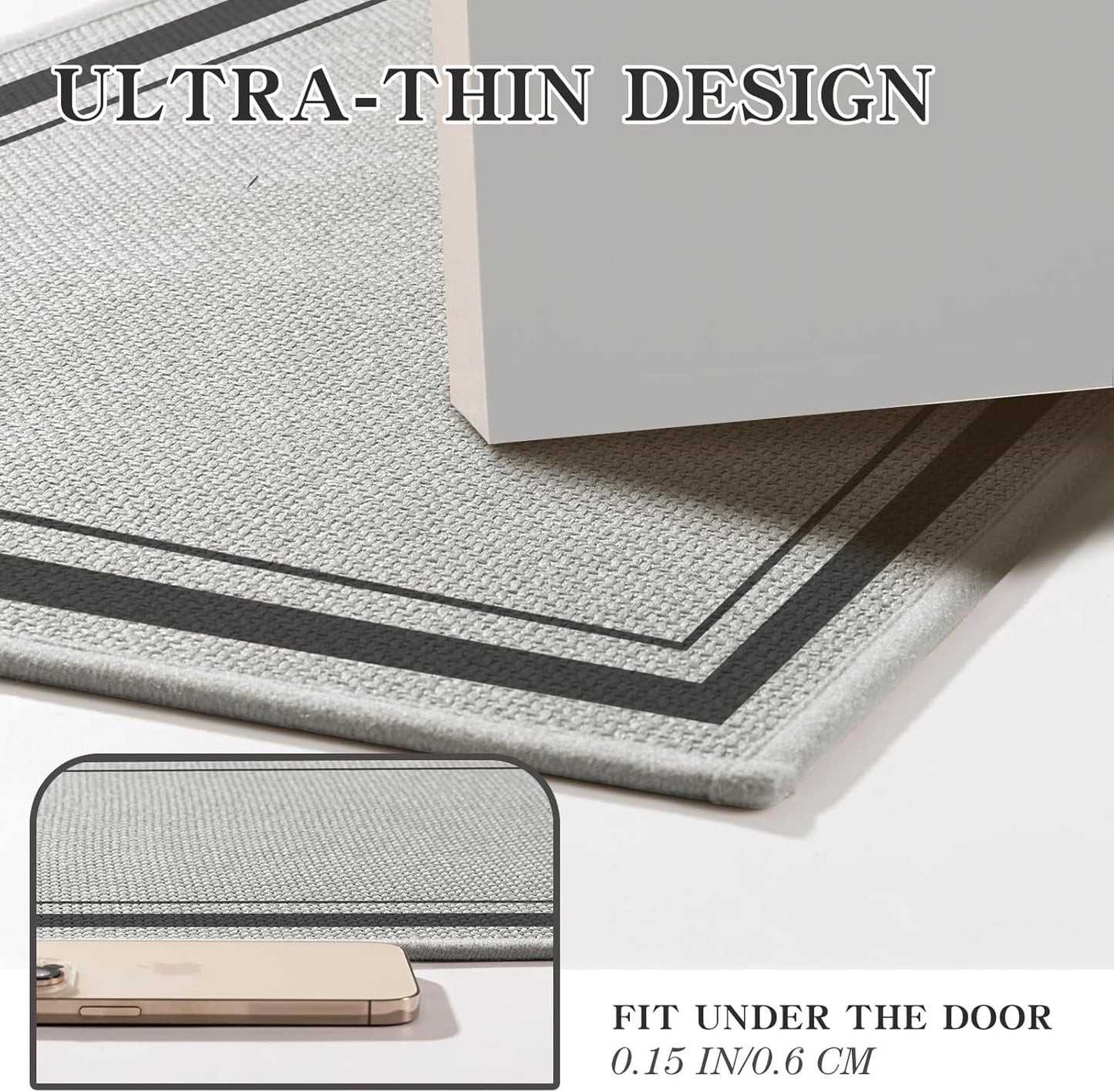 chakme Bathroom Rugs Mat 47x17, Ultra Thin Non Slip Bath Rug Runner Quick Dry Absorbent Bath Mat for Bathroom, (Dark Grey, 47"x17")