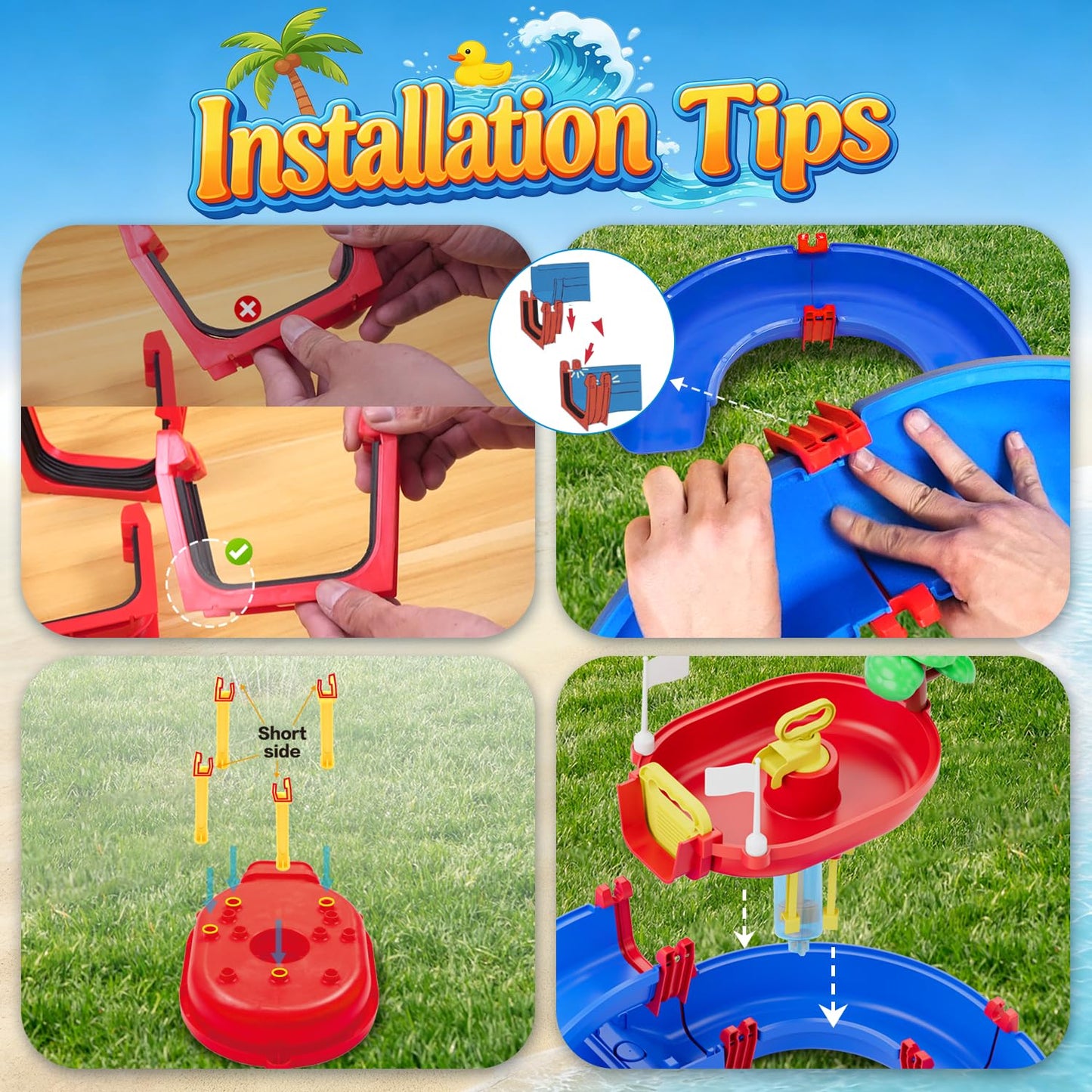 VATOS 2-Tier Toddlers Water Table Toy, 114 PCS DIY Dual-Basin Water Pump, Summer Outdoor Water Toys Backyard, Beach, Balcony, Garden Fun Water Playset for Girls, Boys 3-5 Years Old Pets Families