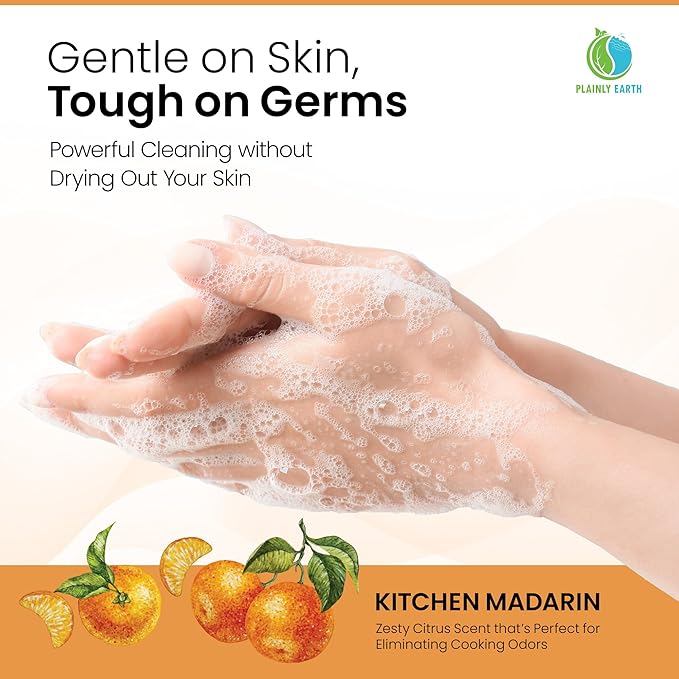 AntiMicrobial Hand Soap, 64 oz Bulk Refill - Antibacterial Hand Soap, Gentle, Scented Moisturizing Hand Soap for Kitchen and Bathroom - Kitchen Mandarin