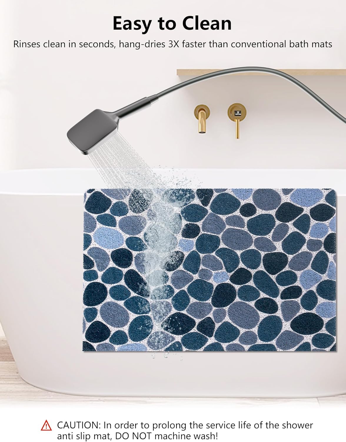 Square Shower Mat, Yonala 24 x 24 Inch Stylish Non Slip Shower Mats for Inside Shower, Soft Trimmable PVC Loofah Anti Slip Shower Mat, Fast Drying Shower Floor Mat for Bathroom, Home, Bath Tub
