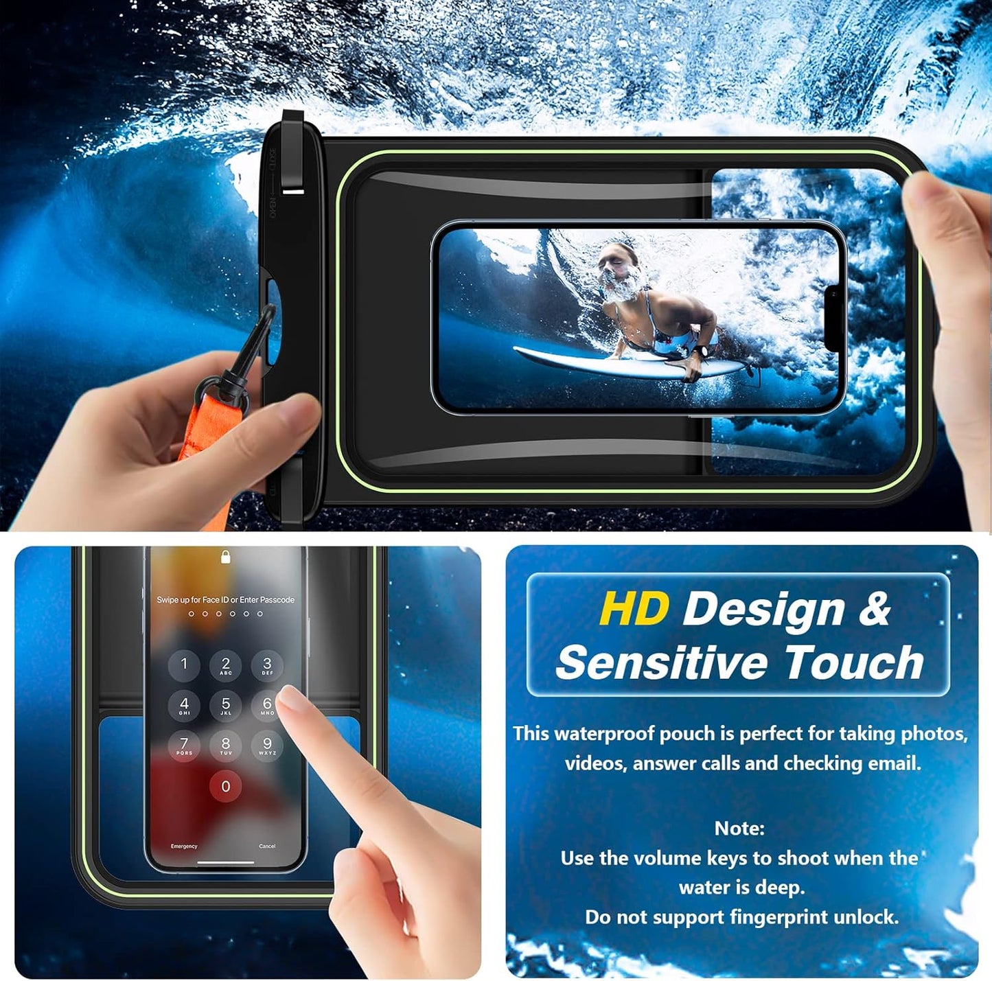 Temdan 2 Pcs Floating Waterproof Phone Pouch,[Up to 10" Large] Universal IPX8 Waterproof Cell Phone Dry Bag with Lanyard for iPhone 16 Pro Max/16E/15/14/13/12/11,Galaxy S25 Ultra/S24/S23 for Vacation