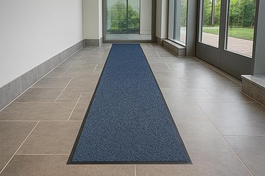 Guardian Platinum Series Indoor Wiper Floor Mat, Rubber with Nylon Carpet, 2'x13', Blue