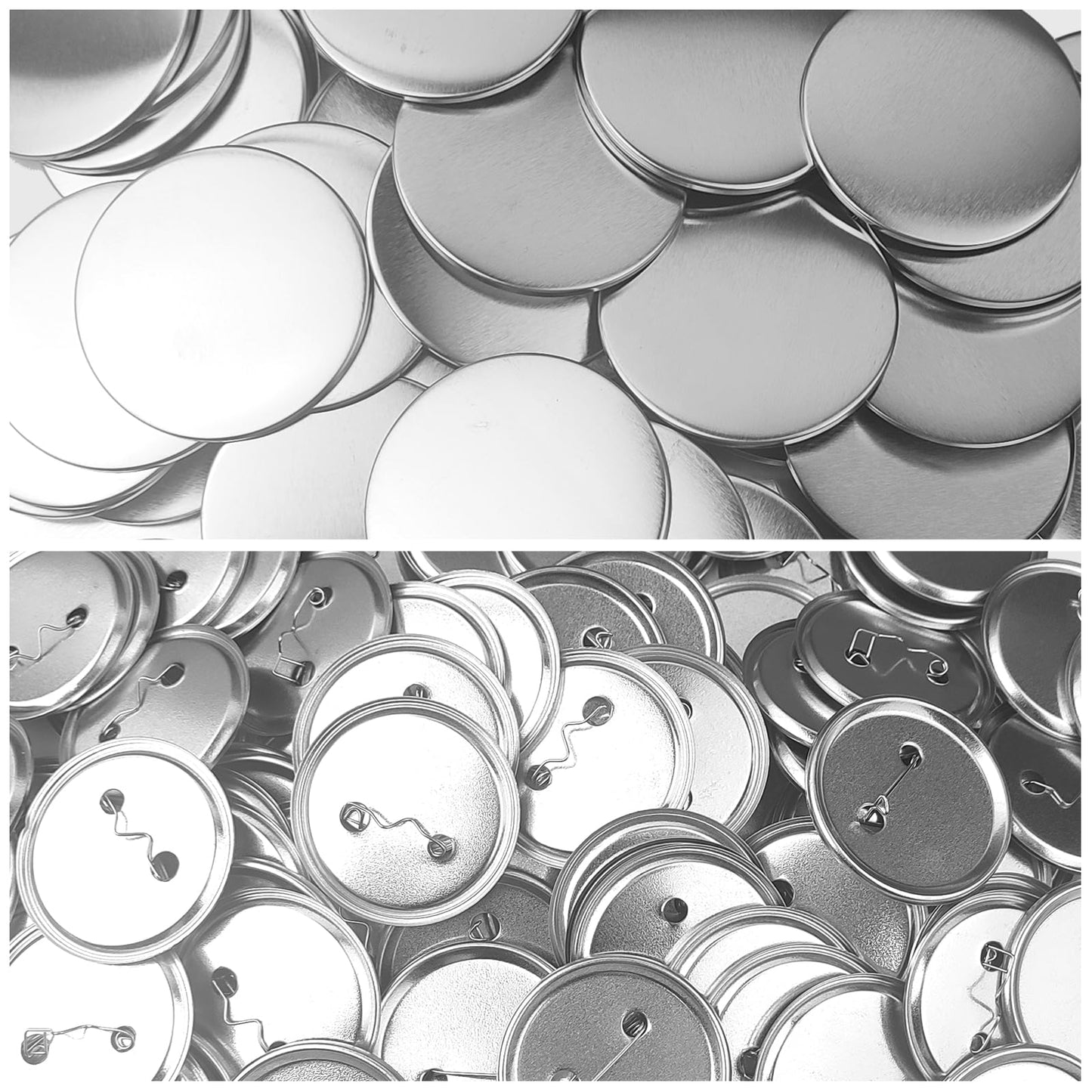 300 Pcs 58mm/2.28 inch Button Maker Supplies, 58mm Button Supplies Parts, (Approx. 2.25 inch) Round Badge Blank Button Pins, Includes Metal Pin Back Cover, Metal Cover, Clear Film