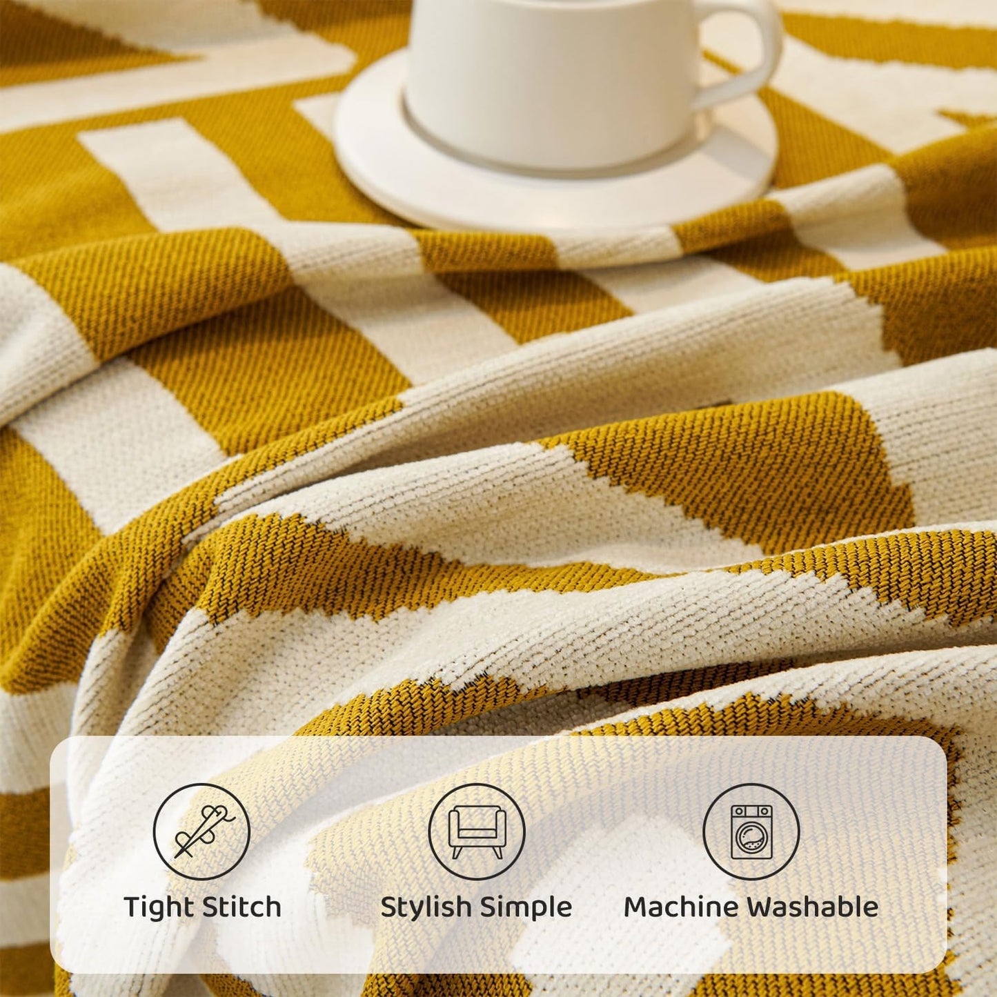 STACYPIK Boho Couch Cover, Ginger Yellow Sofa Cover for L Shaped Pet-Friendly, Reversible Sofa Protector for 3 Cushion Couch, Anti Slip Sofa Cover for Dogs, Washable Jacquard Loveseat Covers-71X134IN