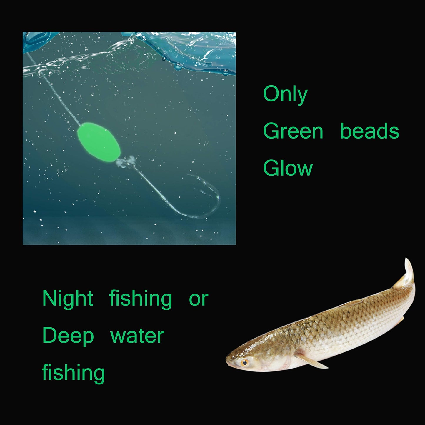 AGOOL Fishing Beads Assorted Set, 1000pcs Glow Beads Fishing Bait Eggs Soft Plastic Oval Round Luminous Beads Fishing Line Beads Fishing Lures Fishing Tackle Tool for Deep Drop Fishing Night Fishing
