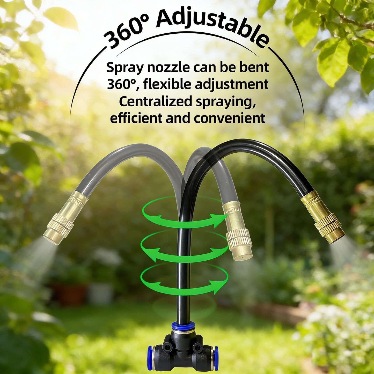 100 Ft Drip Irrigation System for Garden - Drip Irrigation Kit with 32 360°Adjustable Copper Nozzles Hose, Automatic Atomizing Plant Watering Sprinkler System for Yard, Lawn, Greenhouse, Potted