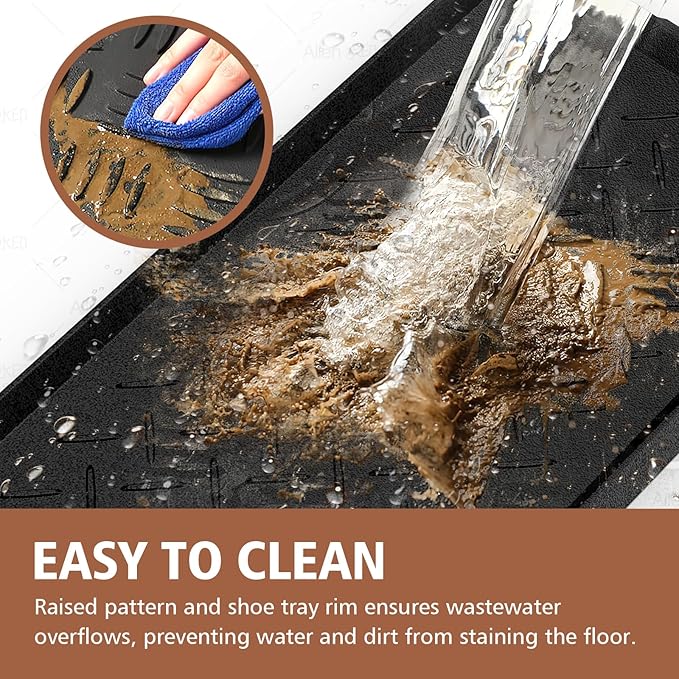 Heavy Duty Boot Trays Natural Rubber Shoe Mat Tray for Entryway with Shoes Brush Large Boot mat Tray Multi-Purpose for Indoor or Outdoor