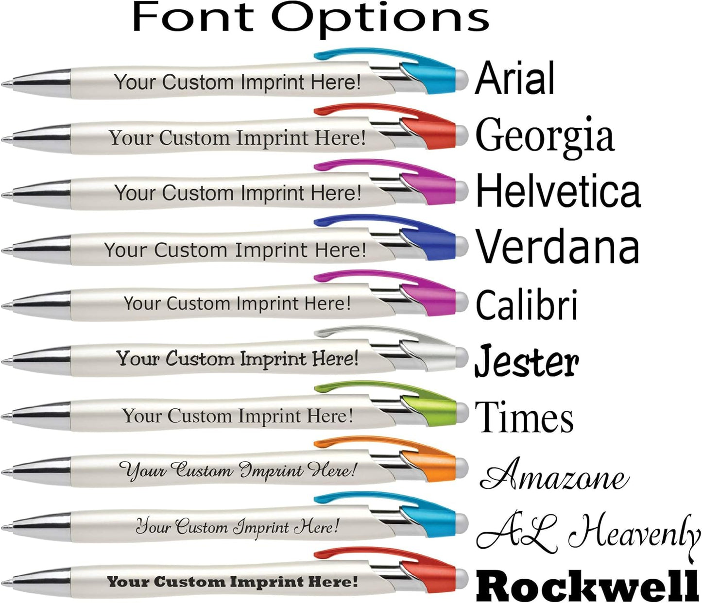 ExpressDesigns™ - Custom Pens with Stylus - The Pearl - Personalized Metallic Printed Name Pens with Black Ink - Imprinted w/Logo or Message with personalization - 12 pack (Green)