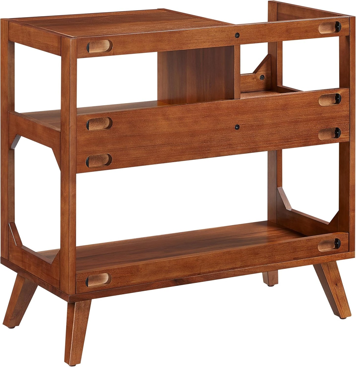 Crosley Furniture Asheville Mid-Century Modern Media Console Record Player Stand, Storage for Vinyl Records, Medium, Walnut