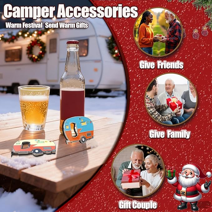 Magnetic Bottle Opener with Cap Catcher, 2 Pack, RV Camper Bottle Opener, Zinc Alloy, Blue&Yellow
