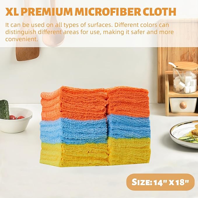 LIVOS 30 Pack Microfiber Cleaning Cloth, 14"x18" Microfiber Towels for Cars, Lint Free Cleaning Rags for House, Kitchen, Window