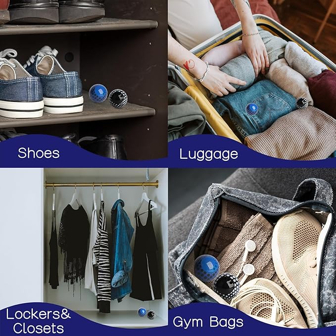Shoe Deodorizer Balls (6 Pack) – Odor Eaters for Sneaker | Long-Lasting Odor Eliminator Air Freshener for Closet, Locker, Gym Bag, Drawer & Small Spaces | Cologne | Polka Dot