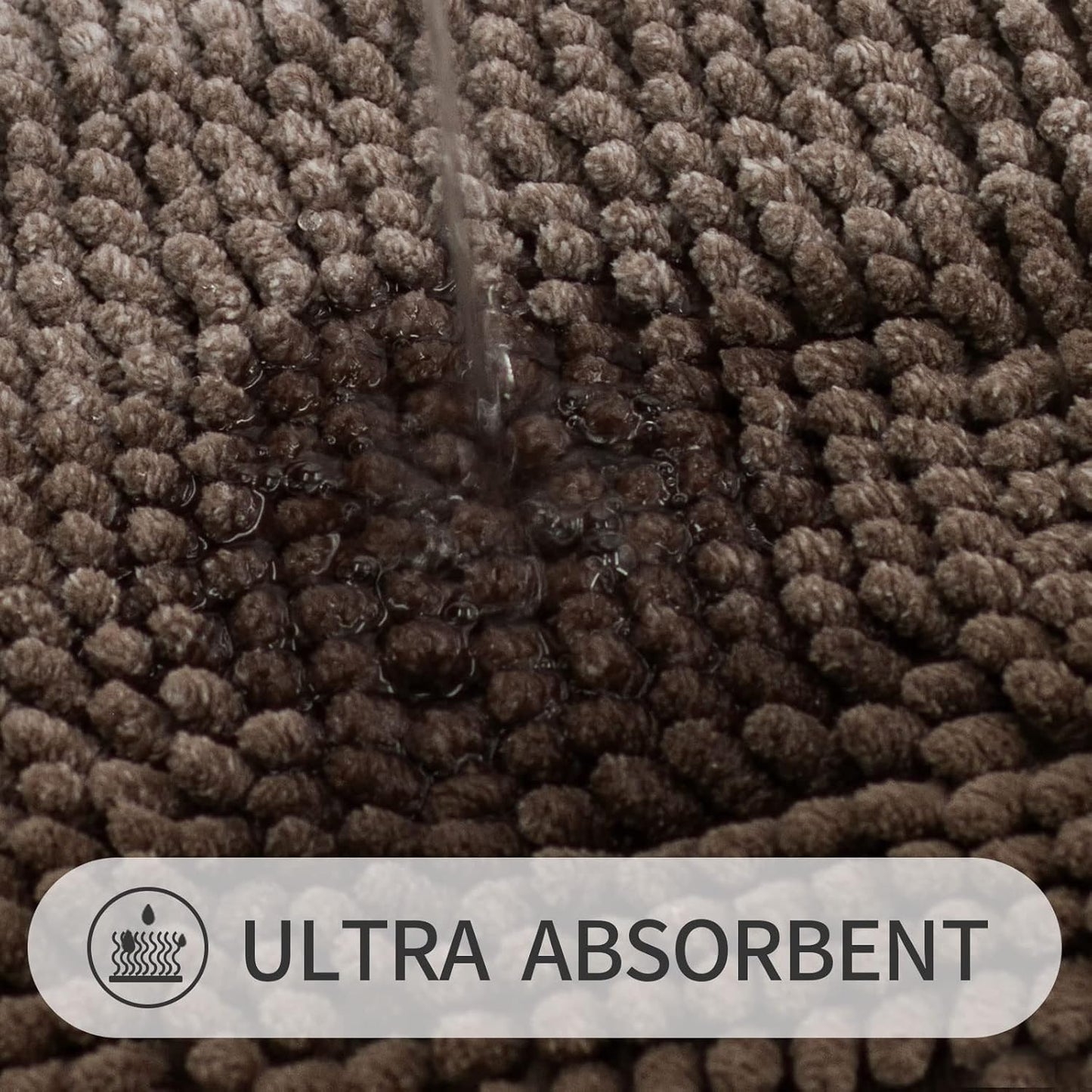 Gibelle Brown Bathroom Rug Set 2 Piece, Chenille Non Slip Bath Mat Set, Absorbent Shower Rug and Bath Room Floor Mats, Quick Dry Bathmat Bathroom Decor Accessories for Tub, 16" x 24", 20" x 32"