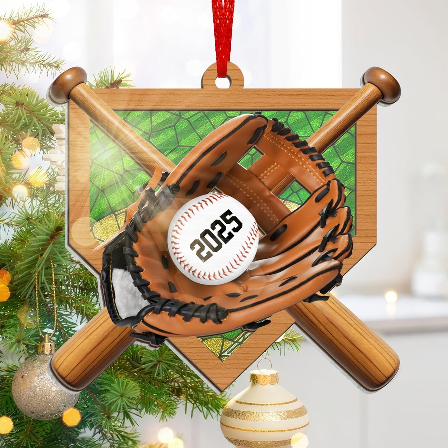 FLAGWIX Baseball Ornaments for Christmas Tree - Suncatcher Christmas Ornaments 2025 for Tree Decorations - Baseball Gifts for Boys 12-14 and 8-12, Sports Gifts for Boys Son Team Coach Men