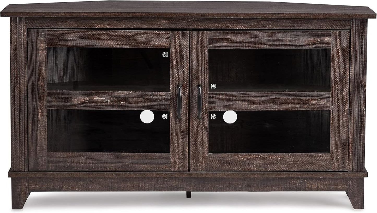 ROCKPOINT Modern Farmhouse 44inch Corner Universal TV Stand Living Room Storage Console, Entertainment Center,Espresso