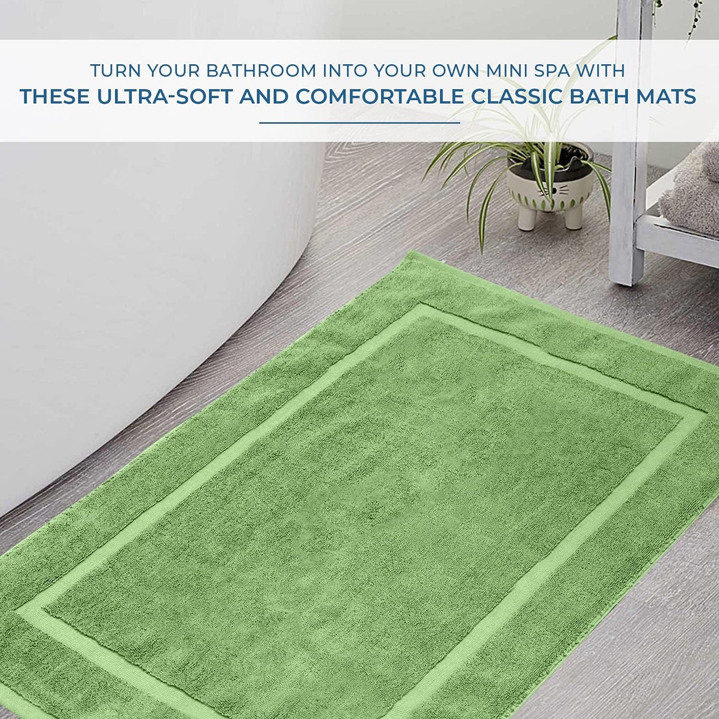 DAN RIVER Classic Cotton Bath Mats Set of 2 – Not a Bathroom Rug, Ultra Soft, Highly Absorbent & Machine Washable Bath Mat Towel for Bathroom Floor Mat – Durable, Quick-Dry, 21x34 Inches, Sage Green