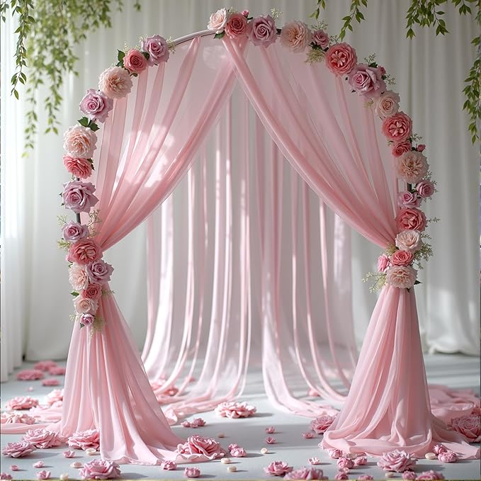 Wedding Arch Draping Fabric, 1 Panel 18FT Dusty Rose Sheer Backdrop Curtain Chiffon Fabric Drapery Voile Scarf Draping Panels for Wedding Archway Ceremony Curtain Valance Party Decoration