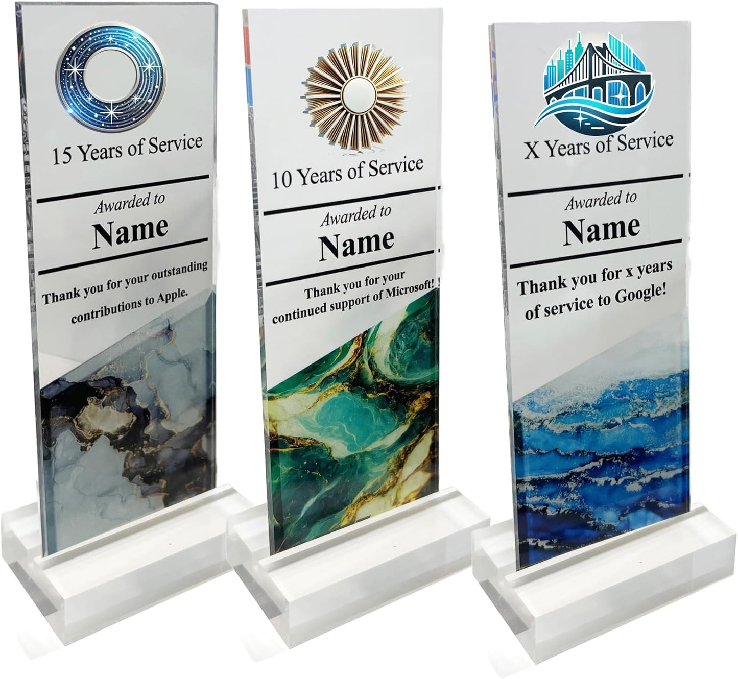 Tina&Co Personalized Corporate Trophy - Customizable Acrylic & Glass Award, for Company Anniversary, Employee Appreciation, Awards Ceremony with Logo 8"x2.5"x0.8"