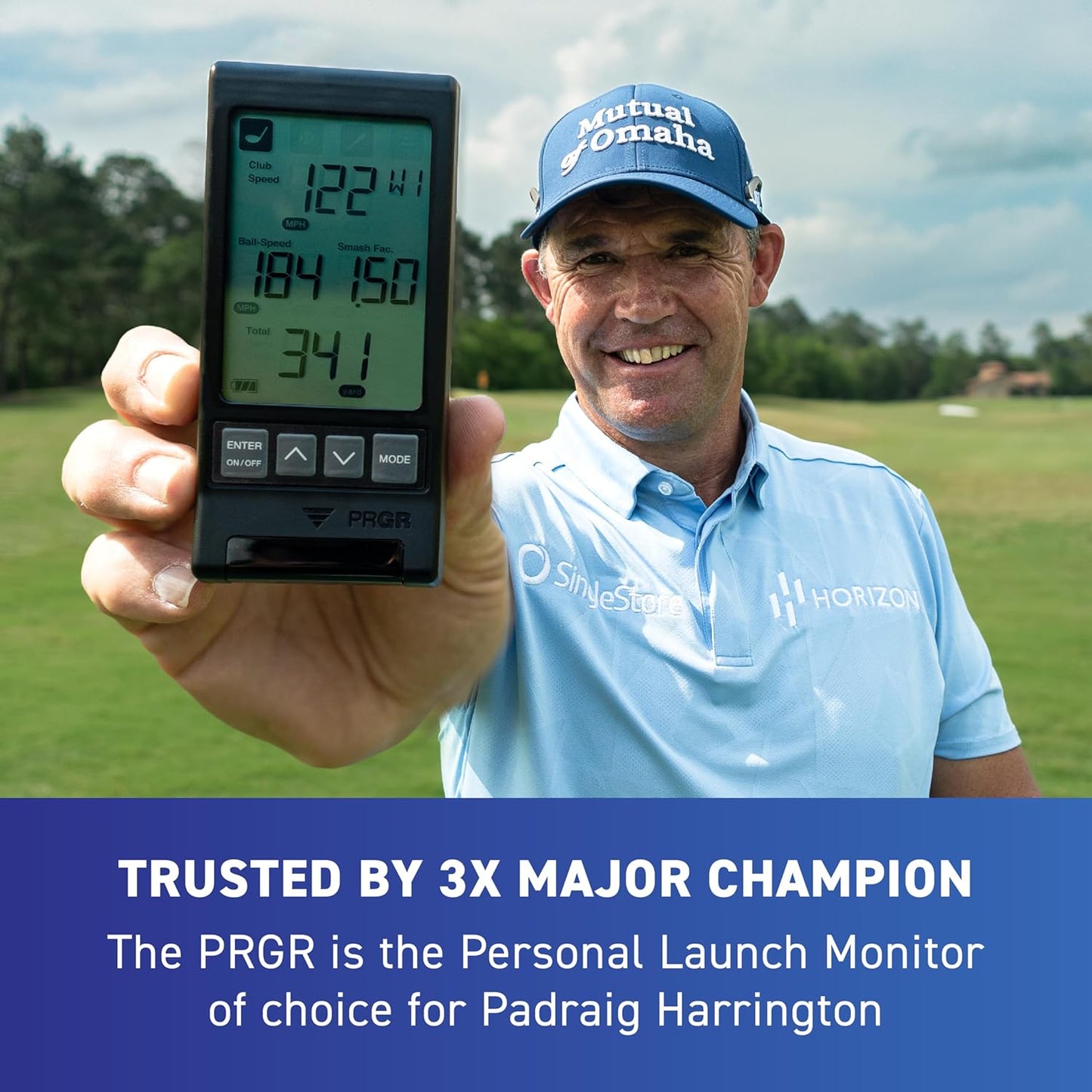 PRGR HS 130-A Portable Golf Launch Monitor | Doppler Radar Measures Club & Ball Speed, Smash Factor, Total & Carry Distance | Tracks Swing Speed Training Aids