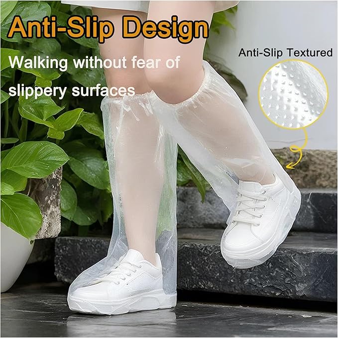 10 Pairs Disposable Shoe Covers，Plastic Waterproof Shoe Covers for rain,Non-Slip Outdoor Rain Shoe Covers for Men Women -Waterproof Boot Covers (Transparent)