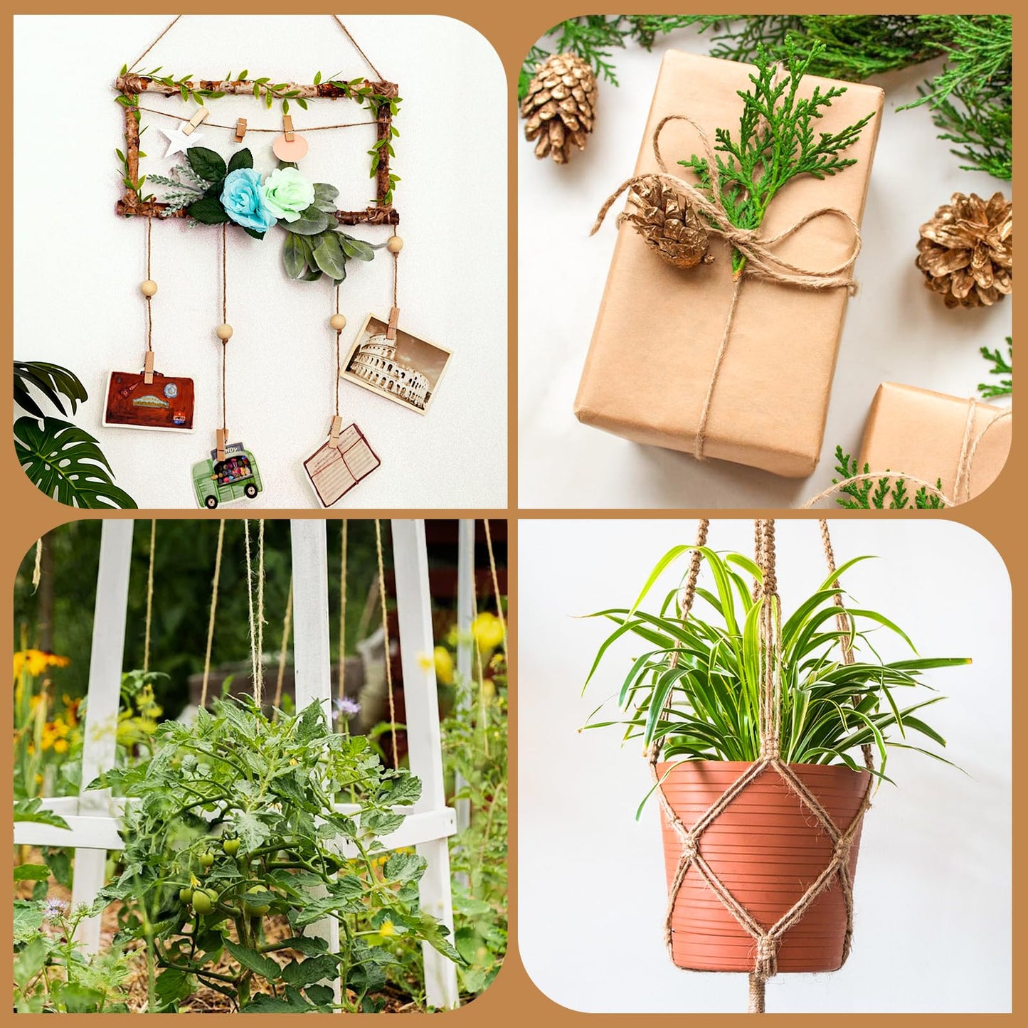 XSEINO 2400 Feet Natural Jute Twine Strong Garden Twine Rope for Arts Crafts Gift Wrapping Gardening Tomato Climbing Plant Tie Floristry Packing Decor