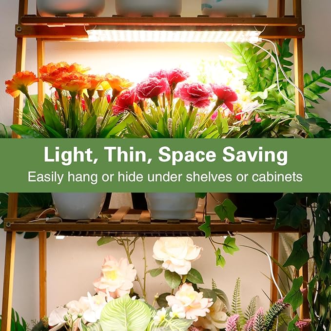 60W Ultra-Thin Panel Full Spectrum Grow Lights, 1152 LEDs Growing Light for Indoor Plants with Daisy Chain Function, Grow Lights for Seed Starting with 4/8/12/16/20H Auto On/Off Timer (6pcs)