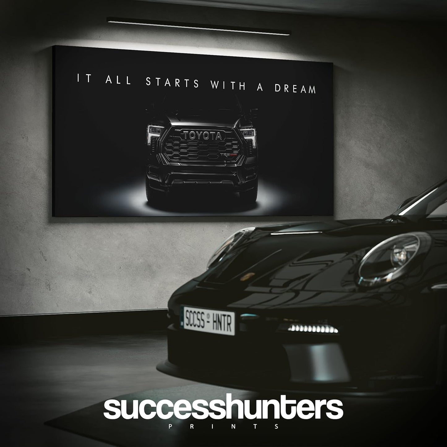 Motivational Wall Art for Office, Super Car Art Canvas, Inspirational Automotive Decor for Toyota Tundra TRD Pro Sportscar Lovers, Motivational Wall Decor for Home, Car Poster (15" x 30" in)