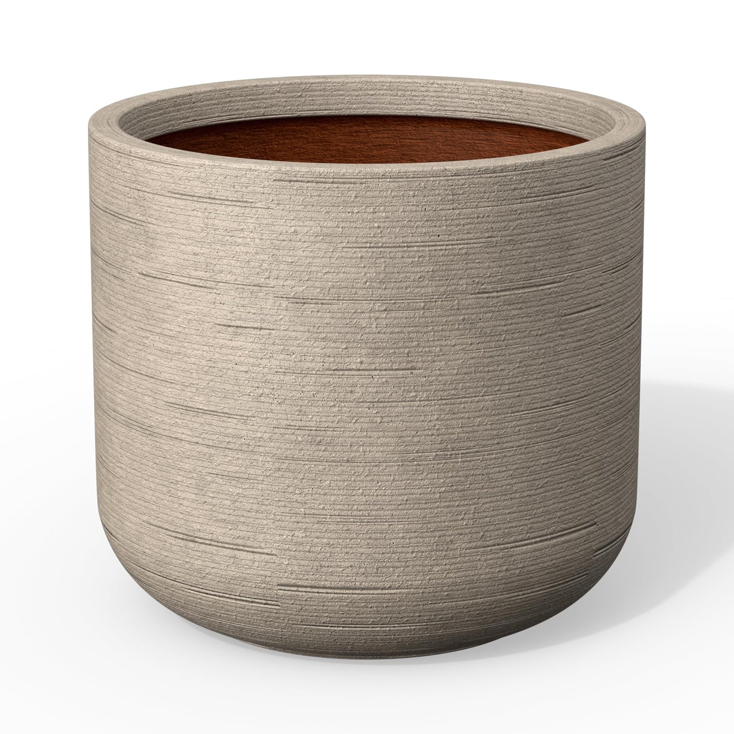 Kante 21.7 Inch Dia Cylindrical Planter with Organic Texture, Large Round Plant Pot with Drainage Hole, Weathered Concrete Finish with Painted Interior, Ideal for Succulent, Flowers, Trees, Shrubs