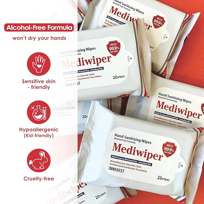 MEDIWIPER 1920 Wipes (80CT*24PK) - Hand Sanitizing Wipes Bulk Pack Alcohol Free Hand Sanitizer for Schools, Classrooms