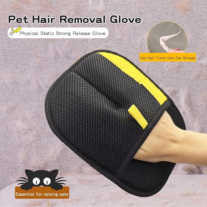 Pet Hair Remover Gloves for Cats & Dogs: 2025 New Upgrade Electrostatic Grooming Washable Reusable Cats & Dogs Hair Removal Gloves for Clean Couch Carpet Furniture Clothes Car Seat