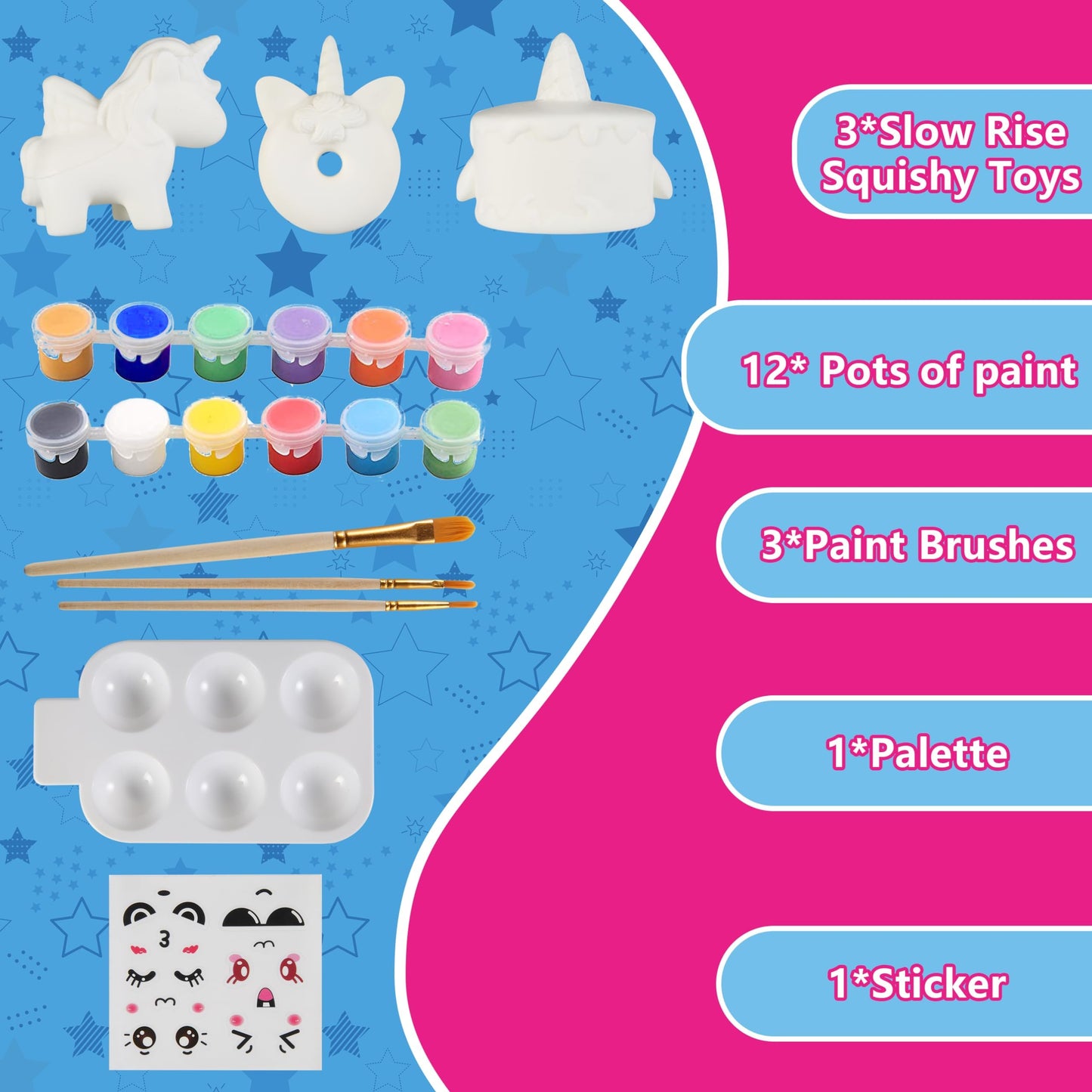Jim&Gloria Paint Your Own Squishies, Jumbo Squishy Gifts for Girls and Boys 8 9 10 11 12 13 14, Arts and Crafts for Kids, Party Favors for Birthday, Christmas Gift for Kids, Pack of 3