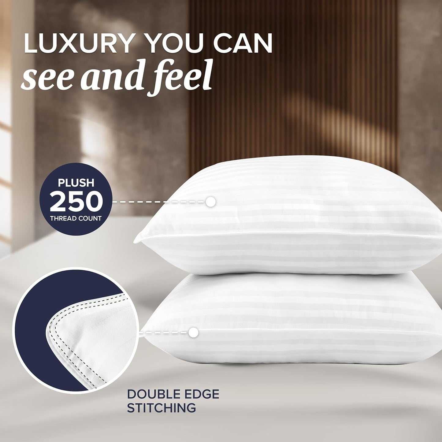 Beckham Hotel Collection Euro Size Throw Pillows (Set of 2), 26 x 26 Down Alternative Pillow Insert for Bed, Couch, and Sofa