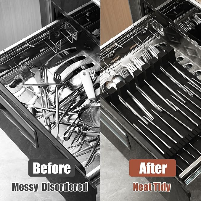 Zippered Flatware Storage Drawer Liner Silverware Storage Bag Tarnish Preventative Silver Organizer Cutlery Case Container Box Large Capacity Silverware Chest 15.75" x 11.02" x 3.94" (Brown)