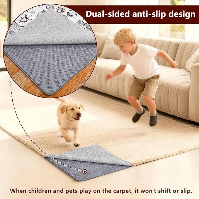Non Slip Rug Pad Gripper, 5 x 7 Ft Extra Thick Foam Under Area Rug Carpet Pads for Any Hard Surface Floors, Keep Your Carpets Safe and in Place, Prevent Rug from Wrinkling or Buckling