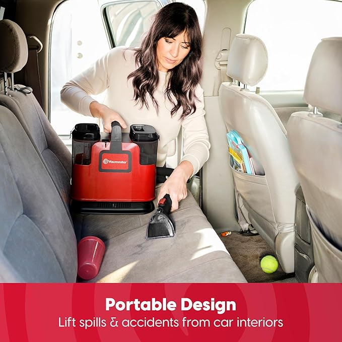 Vacmaster Portable Carpet Upholstery Cleaner, with 15Kpa Suction, Self-Cleaning Tool and 3.5" Tough Stain Tool, Compact Stain & Odor Remover