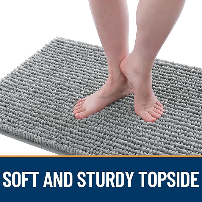 OLANLY Dog Door Mat for Muddy Paws 48x30, Ultra Absorbent Chenille Mud Doormat, Non-Slip Washable and Dirt Trapping Doormat for Indoor Entryway, Quick-Dry Indoor Pet Bed Mats for Dogs, Grey