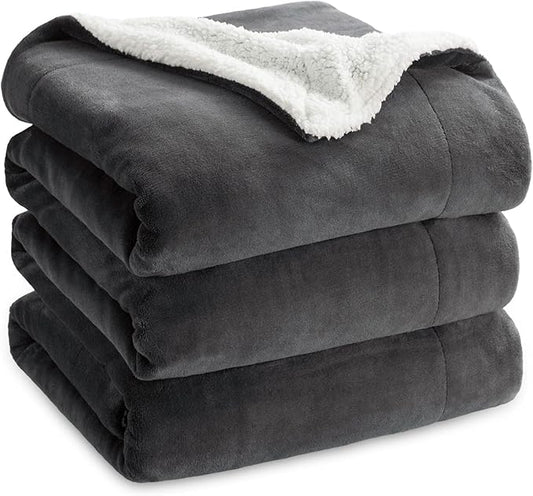 Bedsure GentleSoft Sherpa Fleece Blankets King Size for Bed - Thick and Warm Throw for Women and Men, Soft Fuzzy Plush King Blanket for Winter, Non-Heated, Charcoal, 108x90 Inches