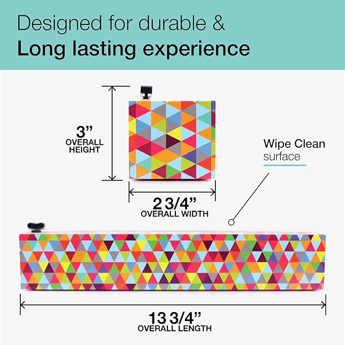 Chicwrap Triangles Refillable Plastic Wrap Dispenser - Includes One 12" x 250' Roll of Professional Grade Plastic Wrap - BPA Free and Kosher Certified - Reusable Dispenser w/Slide Cutter