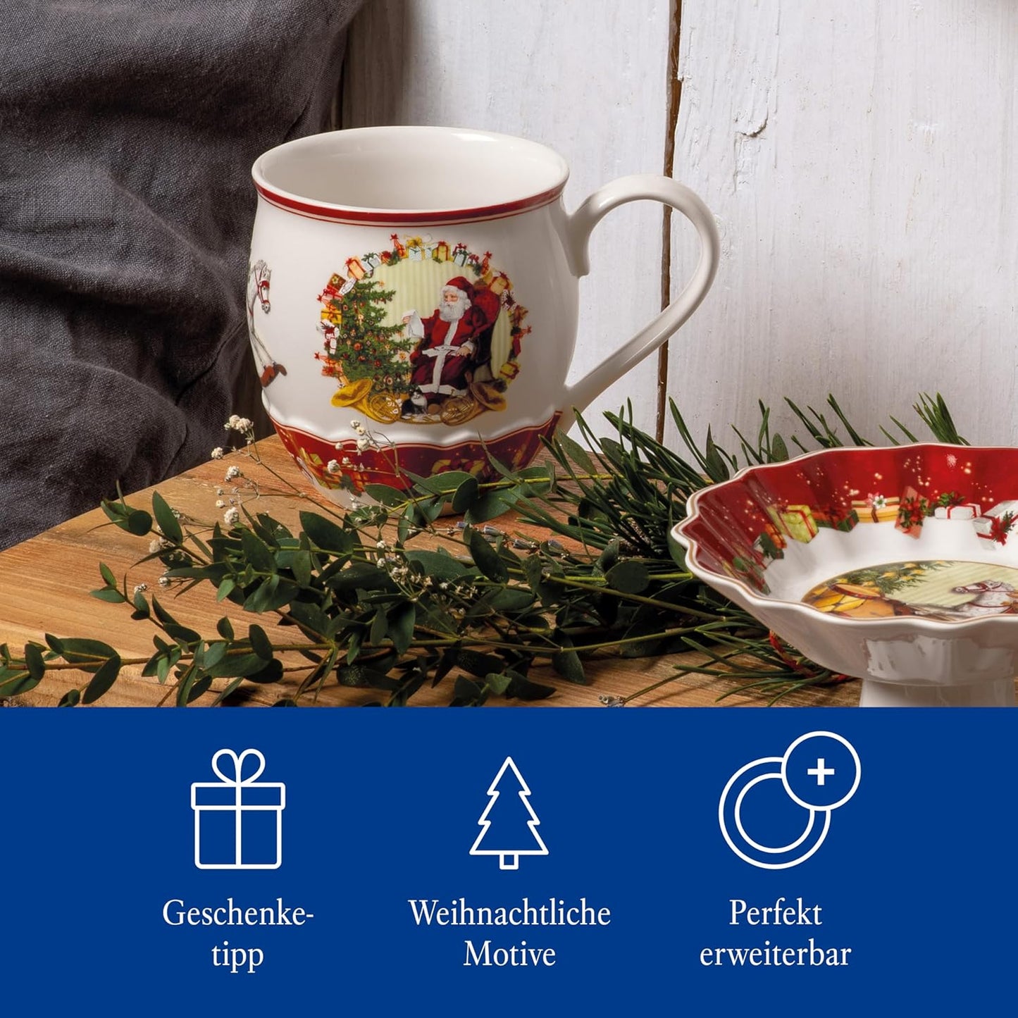 Villeroy & Boch 14-8332-4843 Coffee Mug, Porcelain, White/Coloured, 0.39 liters