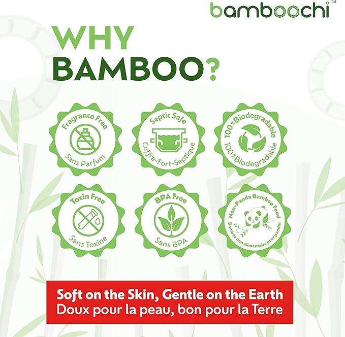 Bamboo Toilet Paper, Septic Safe Toilet Paper 2 Ply 24 Rolls 300 Sheets Per Roll, Soft Unscented Bath Tissue, RV Safe, Eco-Friendly, Non Chlorine, PFAS Free, Made in Canada