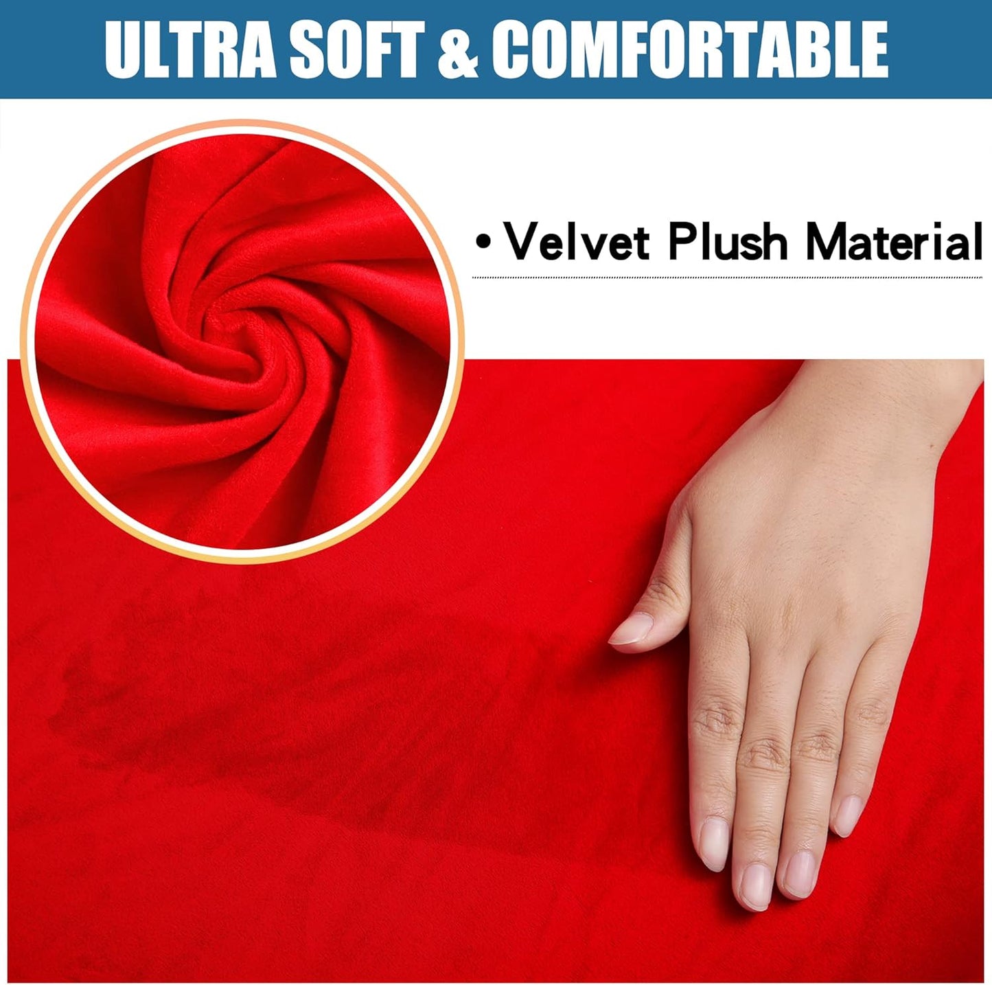 Smiry Velvet Seat Covers for Dining Room Chair Set of 4, Stretch Fit Removable Washable Chair Seat Cushion Protector Slipcovers with Ties, Red