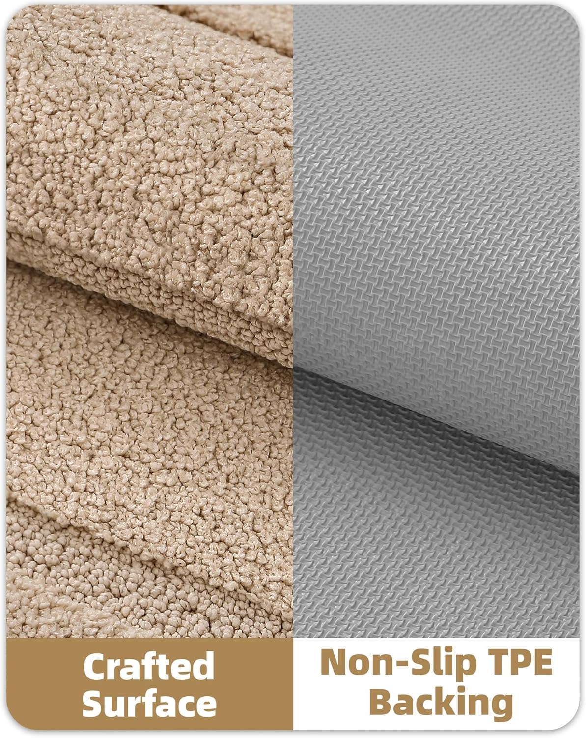 Color&Geometry Ultra Soft Plush Bathroom Rugs Non Slip Washable Bath Mat with Rubber Backing, Fluffy Absorbent Machine Carpet for Bathroom Floor, Tub and Shower, 17"x30", Khaki