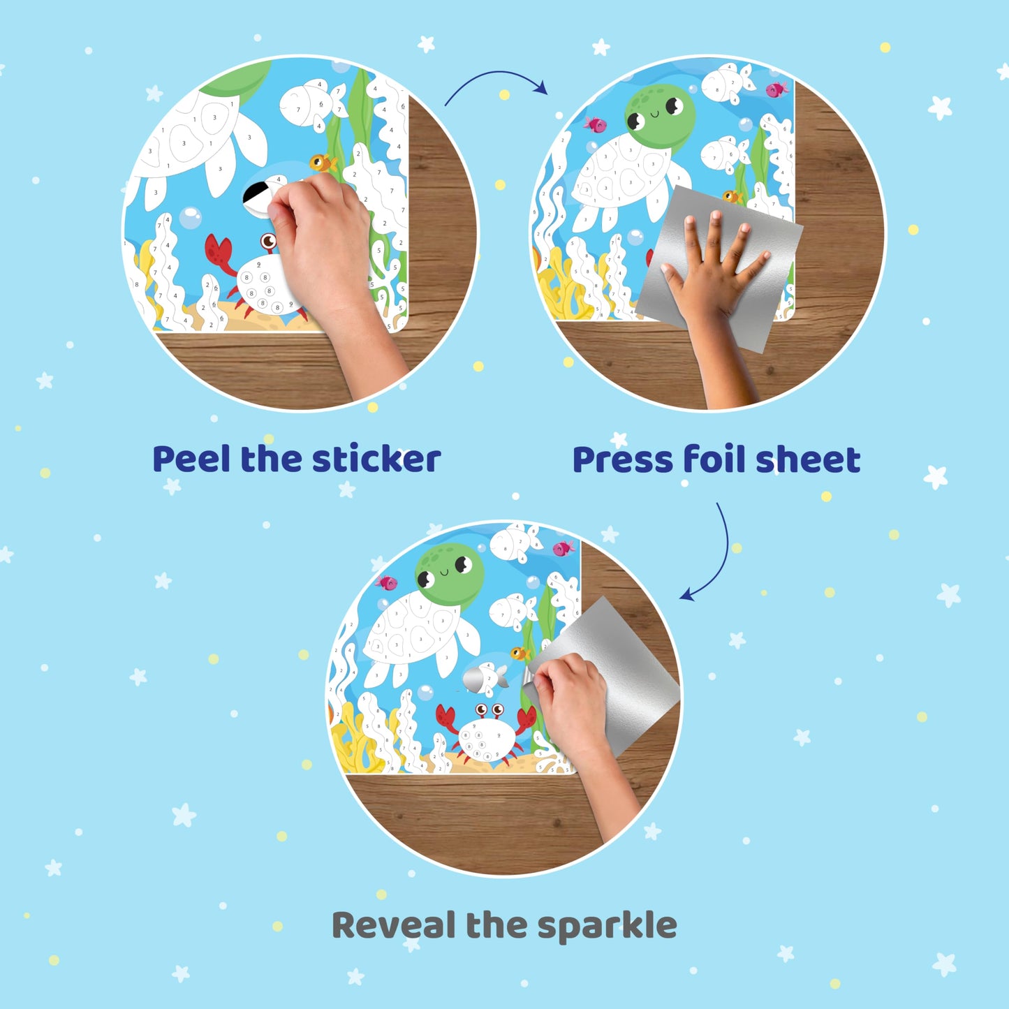 jackinthebox Foil By Number - Ocean, No Mess Art & Craft Kit for Kids, Fun Foil Art, Craft Kits & Supplies, DIY Creative Activity, Travel Toys, Screen-Free Birthday Gifts for Ages 4, 5, 6, 7, 8, 9