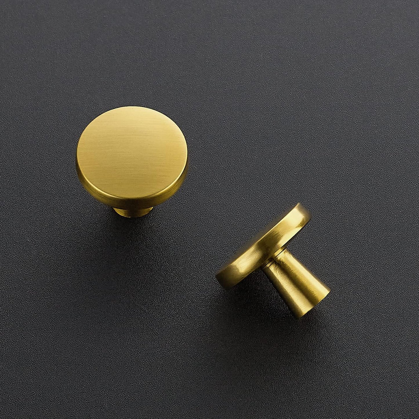 Ravinte 15 Pack Drawer Pulls 1-1/4 Inch Brushed Brass Kitchen Cabinet Knobs Solid Round Gold Dresser Handles for Simple Cupboard Hardware