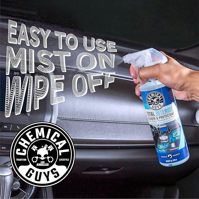 Chemical Guys Total Interior Cleaner & Protectant – Chemical Guys Interior Cleaner, Cleans & Protects Leather, Vinyl, Plastic, Rubber, Glass with a Streak-Free Finish — Cars, Trucks, SUVs, RVs, 32 oz