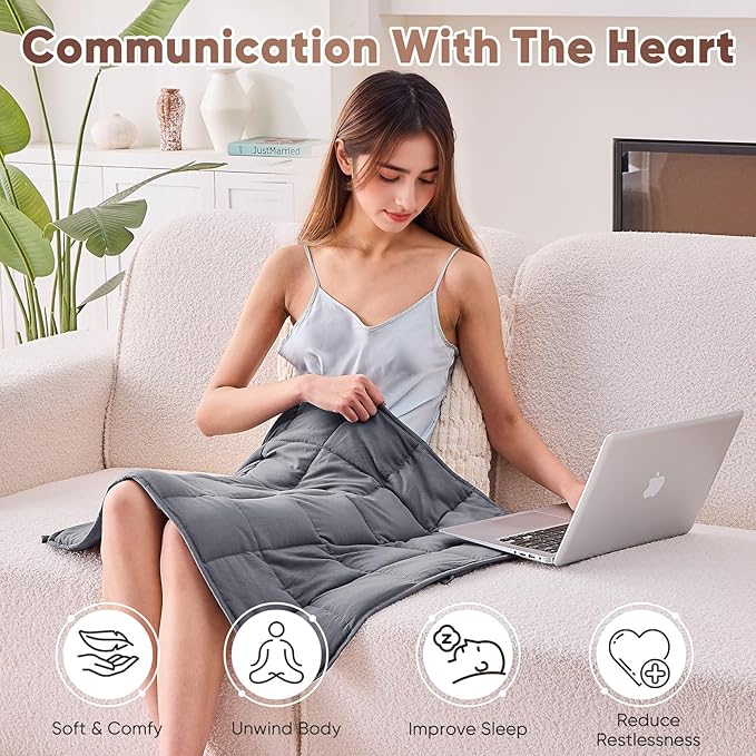 Weighted Lap Blanket for Adults 7lbs, 24"x29" Cooling Heavy Throw Blanket, Portable Travel Weighted Blankets, Soft Small Blankets Gift for Sleeping, Grey