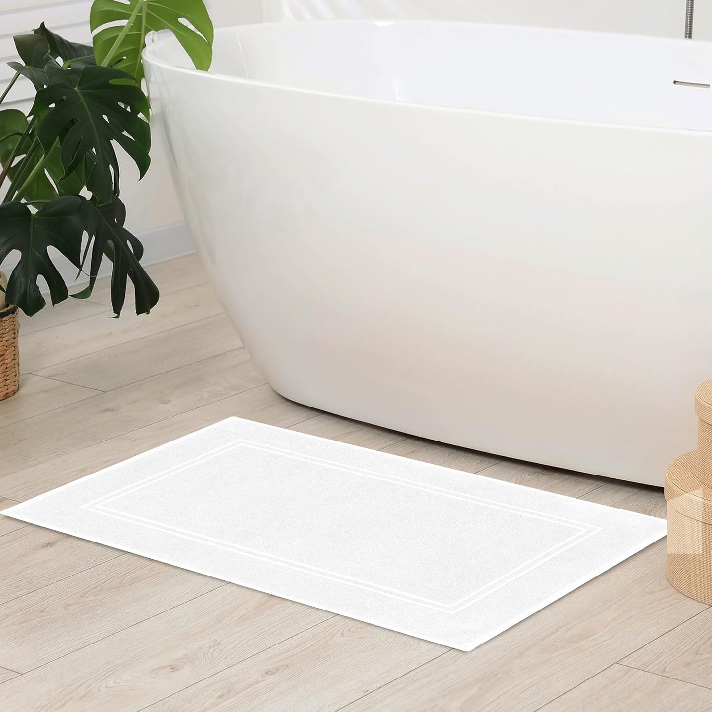 Tens Towels Pack of 2 Bath Mats 100% Cotton, 20 x 32 Inches, Super Absorbent, Hotel Quality Premium Floor Towels, Luxurious, Soft & Quick Dry, Not a Bathroom Rug, White