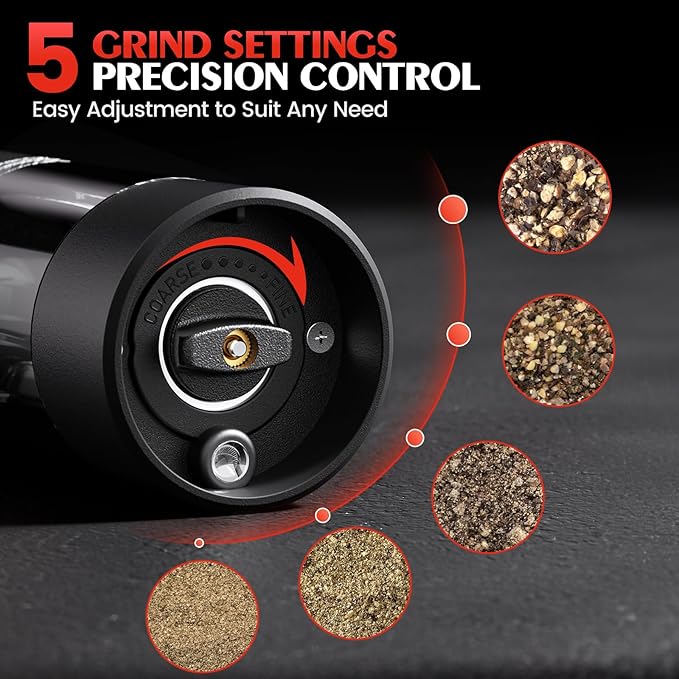 Electric Salt and Pepper Grinder Set Automatic Battery Pepper Mill Shakers Adjustable Coarseness Upgraded Larger Capacity with Led Home and Kitchen Appliances Christmas Gifts for Women